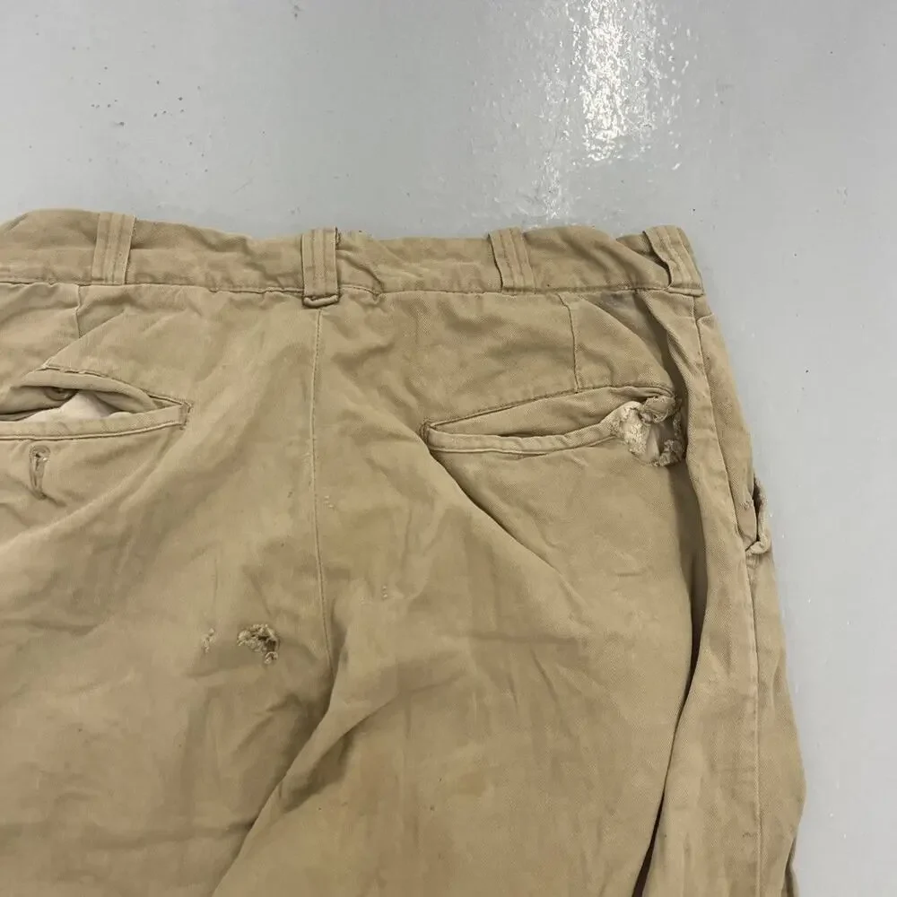 Vintage 50s Tan Sanforized Sail Cloth Workwear Chinos 28x30